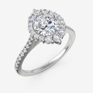 Graduated Diamond Halo Ring with Fancy Wire Cage Head Semi-Mount