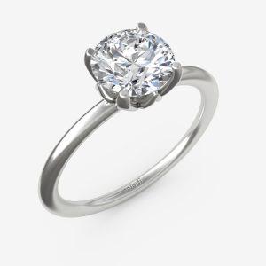 Shield Motif Head Half Round Shank Solitaire Engagement Ring Semi-Mount