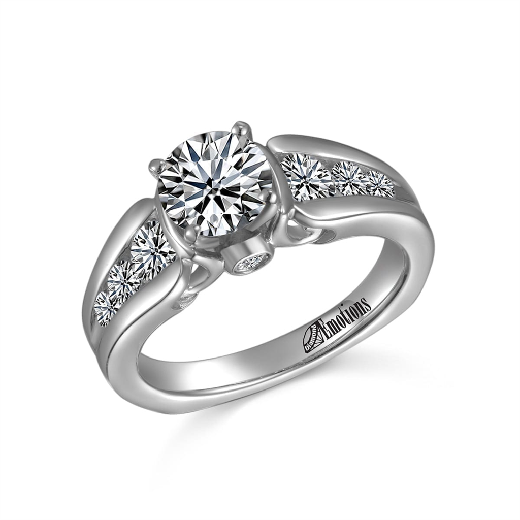 Classic Bridal Engagement Ring Semi-Mount with Channel Set Diamonds