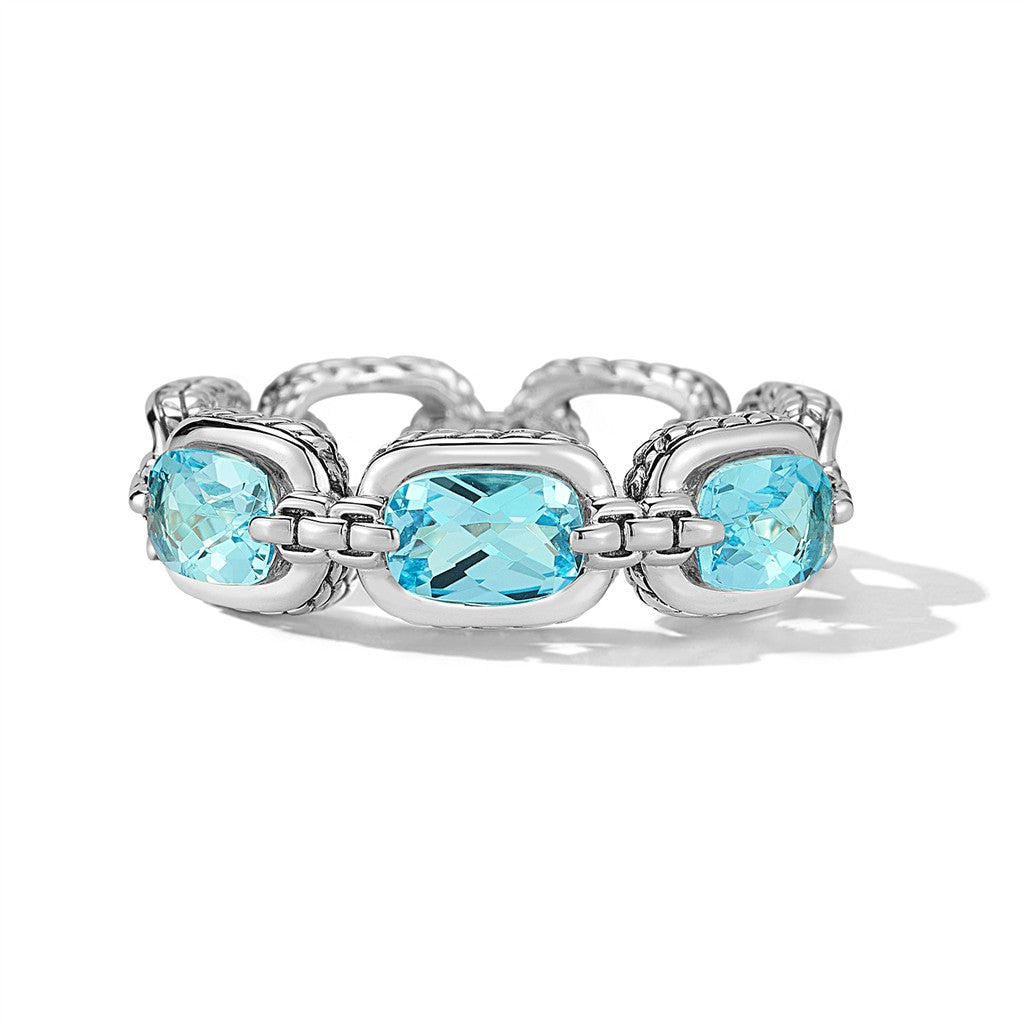 JAI Sterling Silver Statement Link & Multi Gemston | Silver Rings