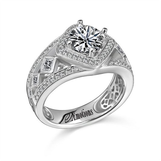 Exquisite Ring Semi-Mount with .69Ct Diamonds | Princess & Round Diamond Accents | Parker Jewelers