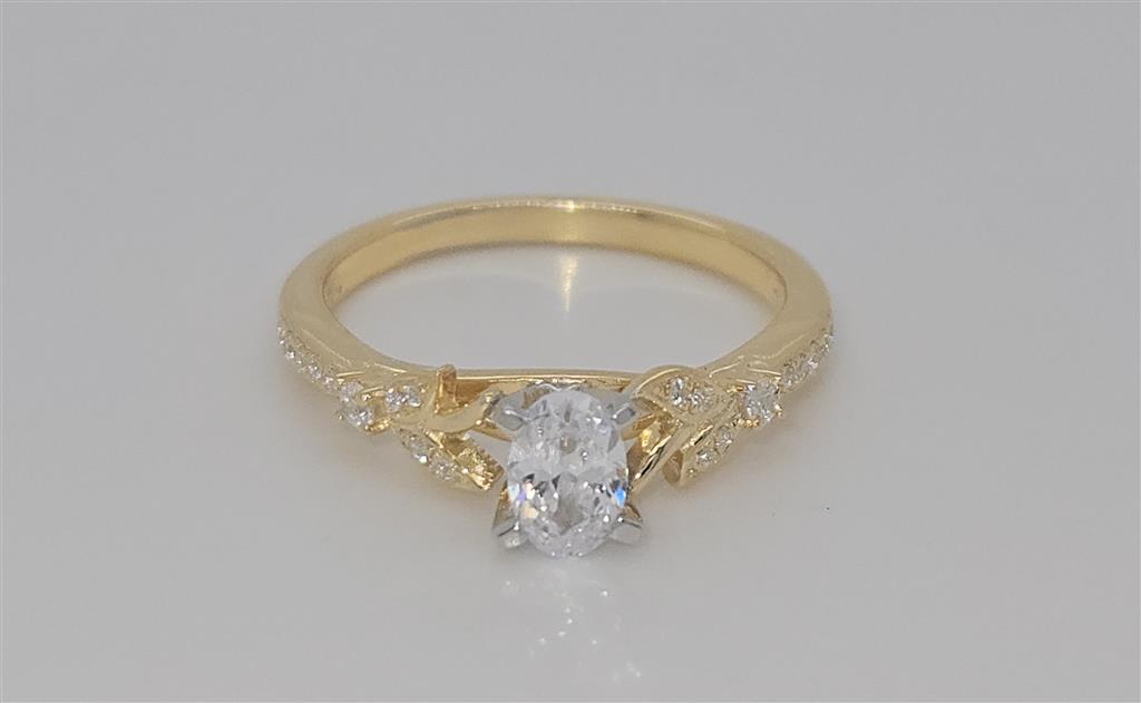 Forever Elegant® 1/8 Ctw. Diamond Semi Mount with 1/2 Ct. Oval Center Diamond in 14K Gold