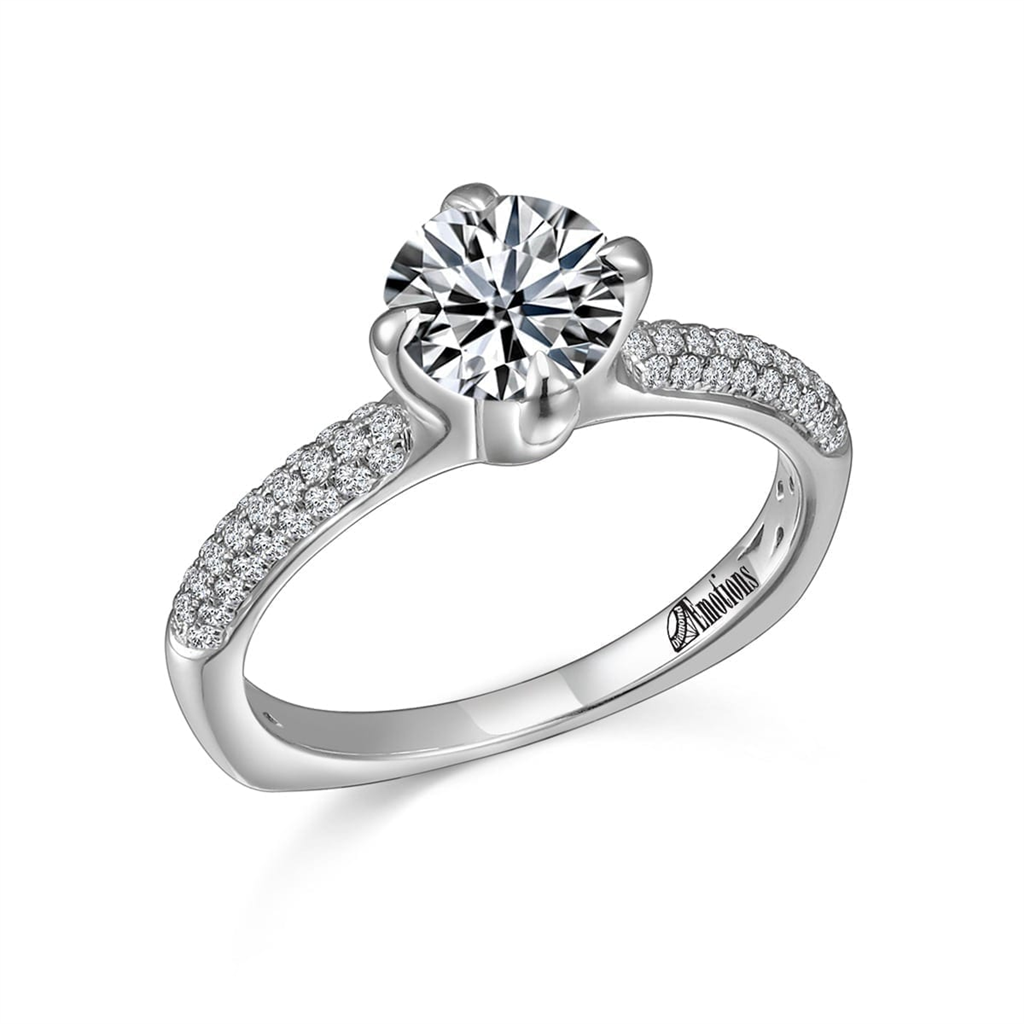 Elegant Pave Diamond Solitaire Ring Semi Mount
