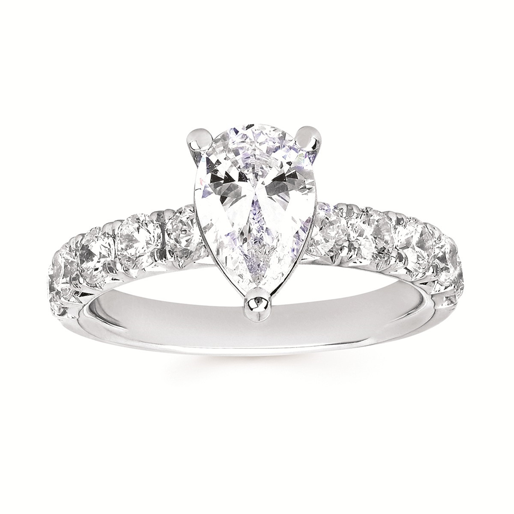 Elegant 1 Ctw. Diamond Semi Mount with 1.50 Ct. Pear Center