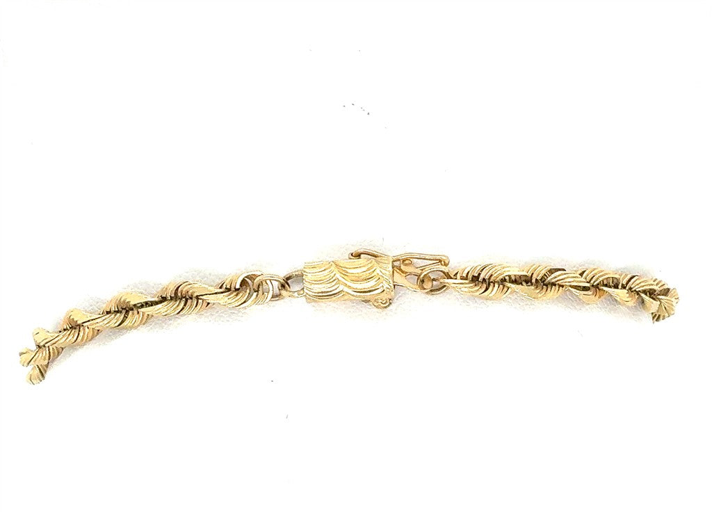 14K Yellow Gold Rope Chain Bracelet – 7"
