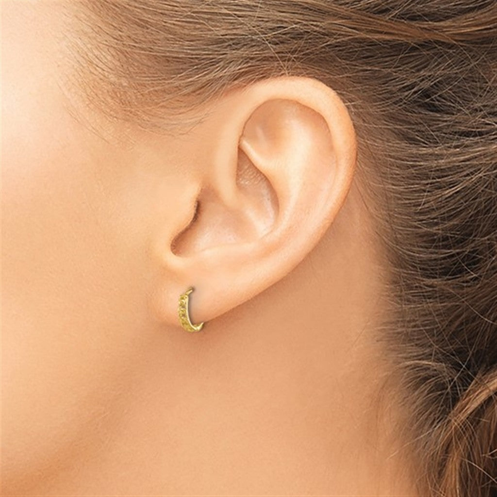 Elegant 14K Yellow Gold Polished Curb Link Round Huggie Earrings