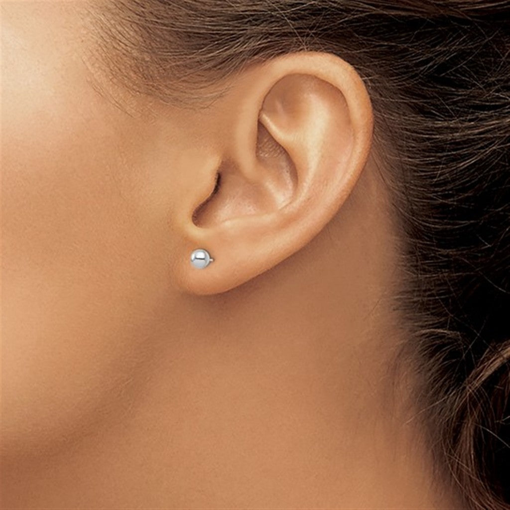 Classic 14K White Gold 5MM Ball Stud Earrings