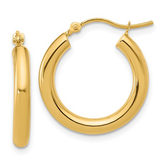 Classic 14K Yellow Gold Polished 3mm Hoop Earrings
