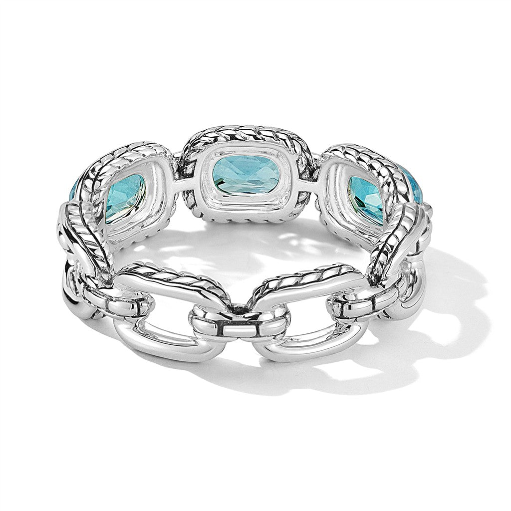 JAI Sterling Silver Statement Link & Multi Gemston | Silver Rings