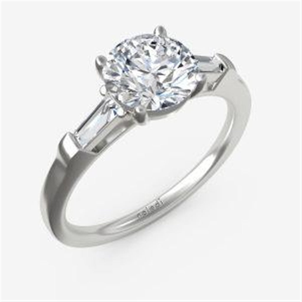 Three Stone Ring with Tapered Baguettes Engagement Ring Semi-Mount