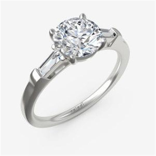 Three Stone Ring with Tapered Baguettes Engagement Ring Semi-Mount