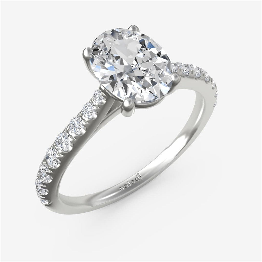 Tapered Up Diamond Shank Cathedral Setting Engagement Ring Semi-Mount