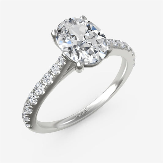Tapered Up Diamond Shank Cathedral Setting Engagement Ring Semi-Mount
