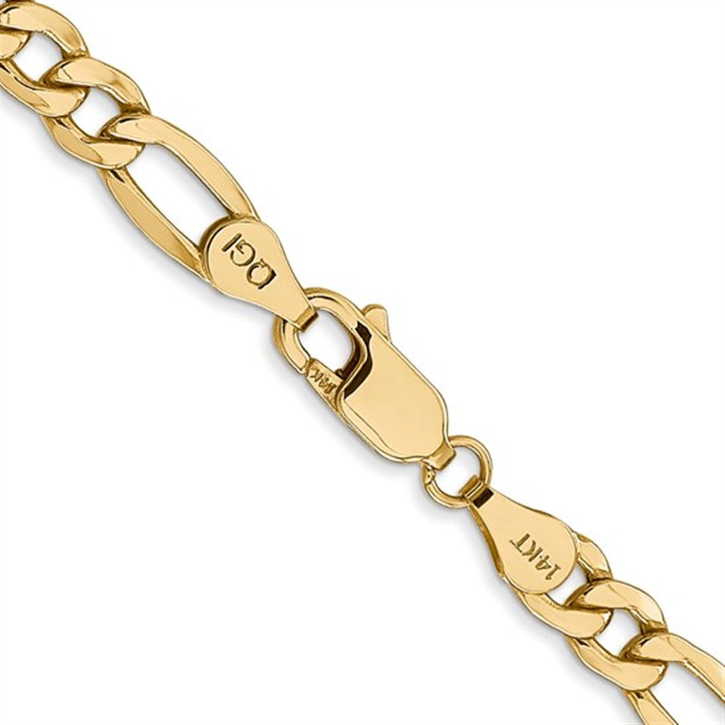 14K Yellow Gold 24" 5.75MM Figaro Chain – Semi Solid with Lobster Clasp