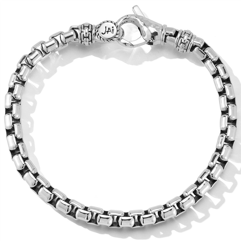 JAI Sterling Silver 5.3mm Box Chain Bracelet, Size | Silver Bracelets