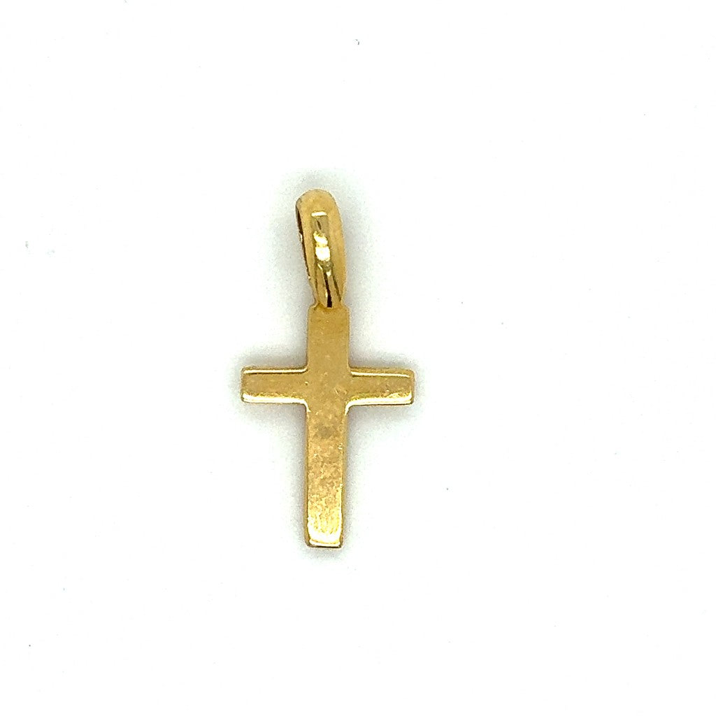 18K Yellow Gold Cross Pendant – No Chain