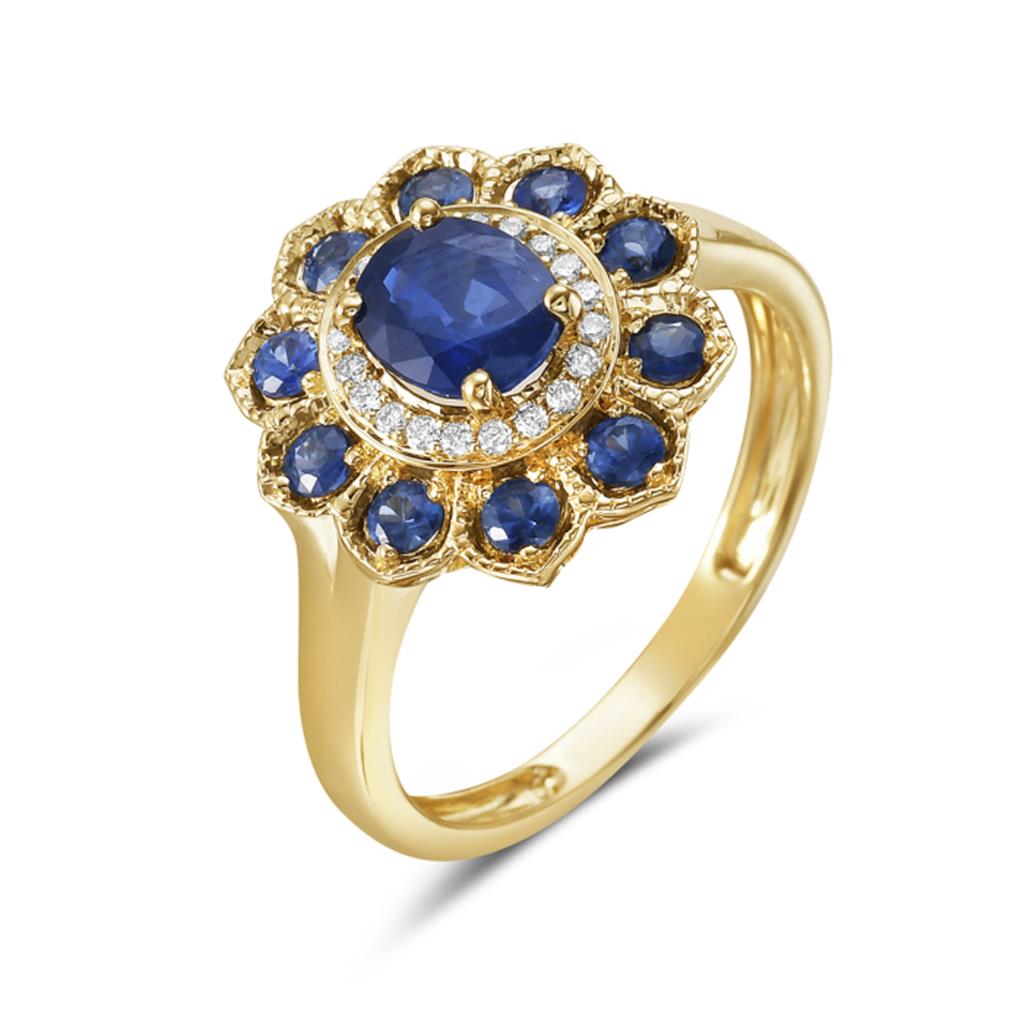 14 Karat Yellow Gold Sapphire Ring