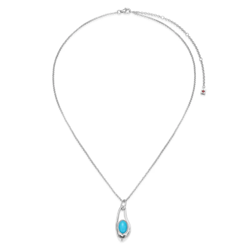 ELLE Oasis Azure Turquoise Pendant Necklace – Rhodium-Plated Sterling Silver
