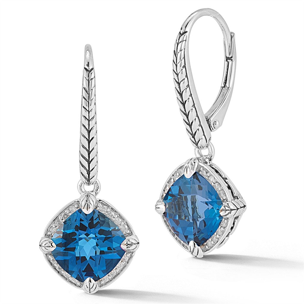 JAI Sterling Silver Signature Gemstone & Diamond L | Silver Earrings