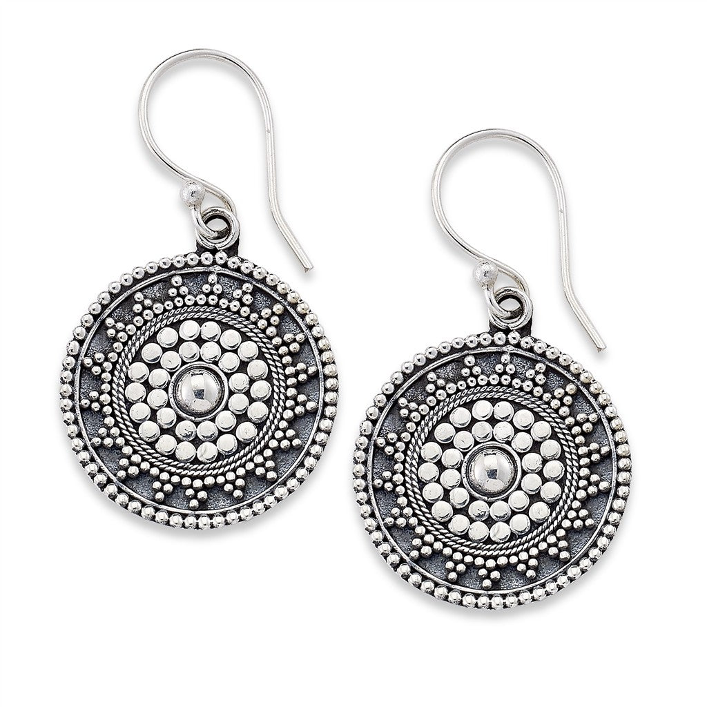 Ko Tao Earrings - Filigree Design Round Drop Earrings