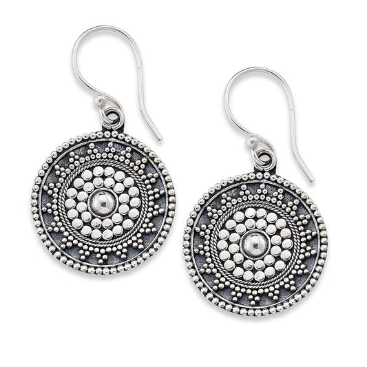 Ko Tao Earrings - Filigree Design Round Drop Earrings