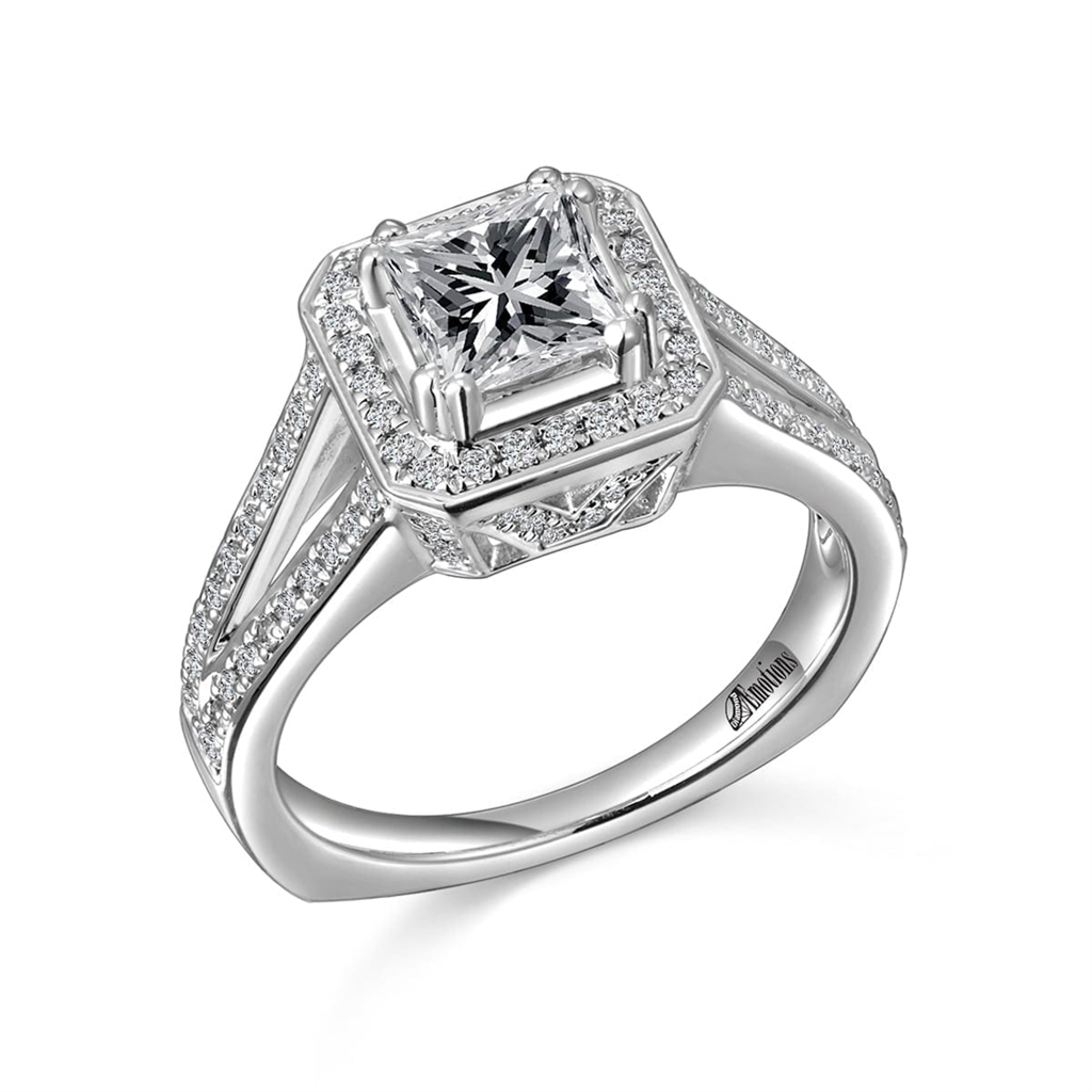 Halo Bridal Ring Semi-Mount with Split Shank & .51Ct Diamonds