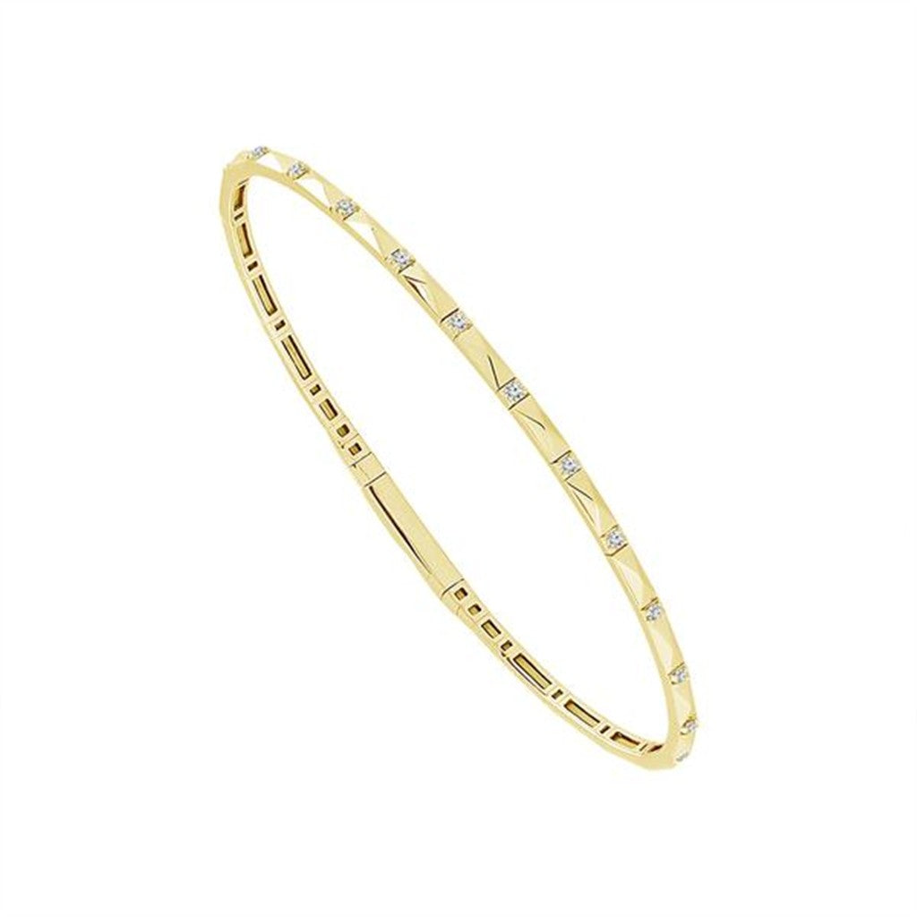 14K Yellow Gold Pyramid Link Diamond Flexie Bangle