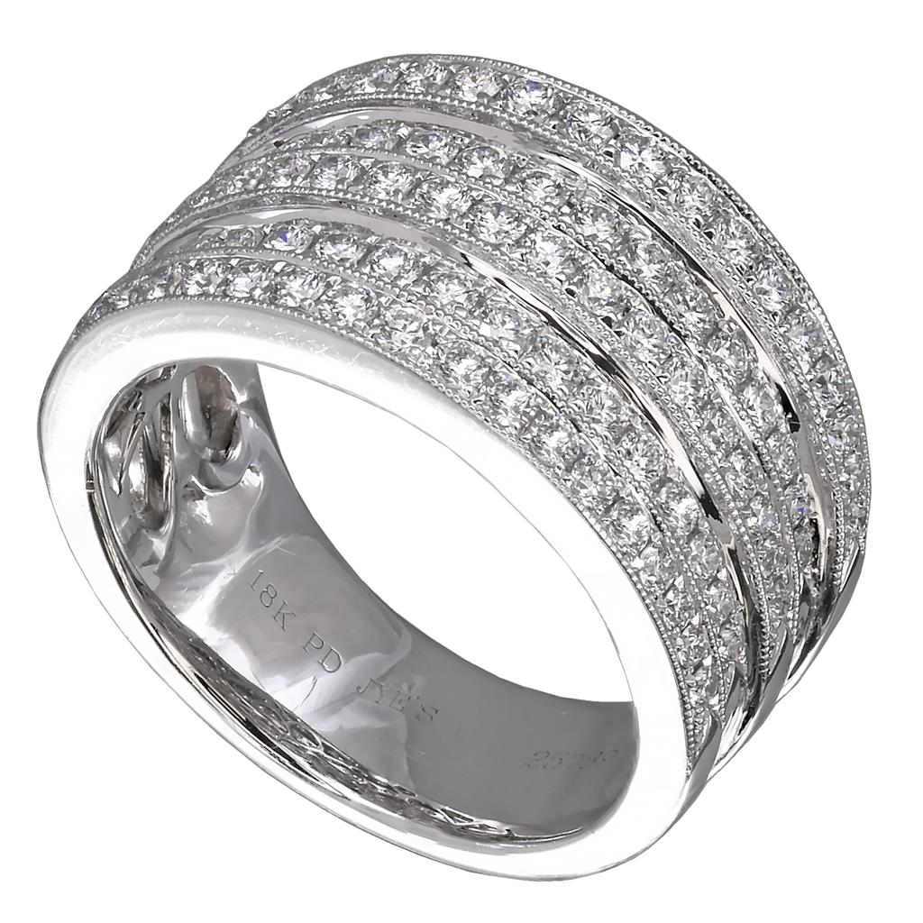 18KWG/PD 5-Row Diamond Band with Milgrain Details – Luxurious Craftsmanship