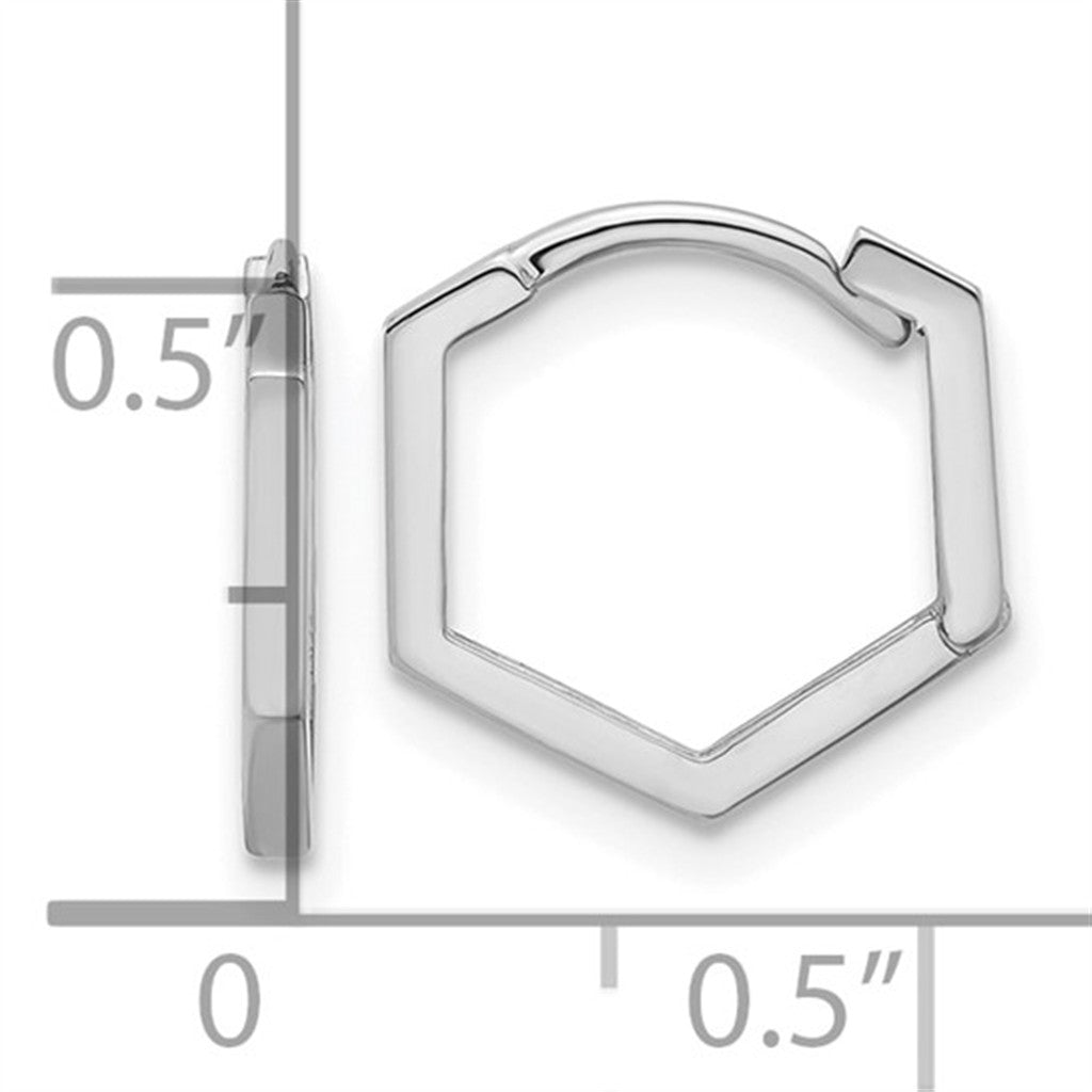 Elegant 14K White Gold Polished Geometric Hoop Earrings