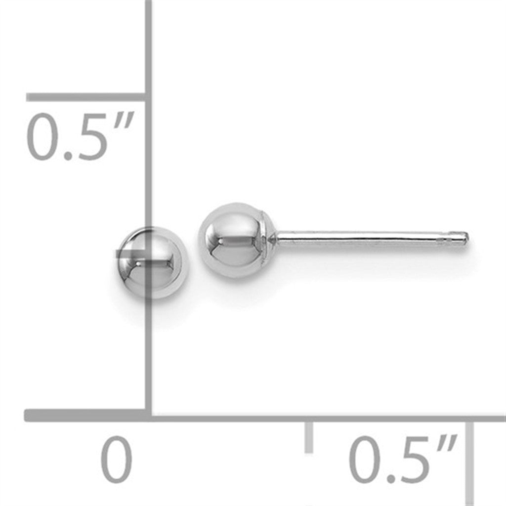 Classic 14K White Gold 3MM Ball Stud Earrings