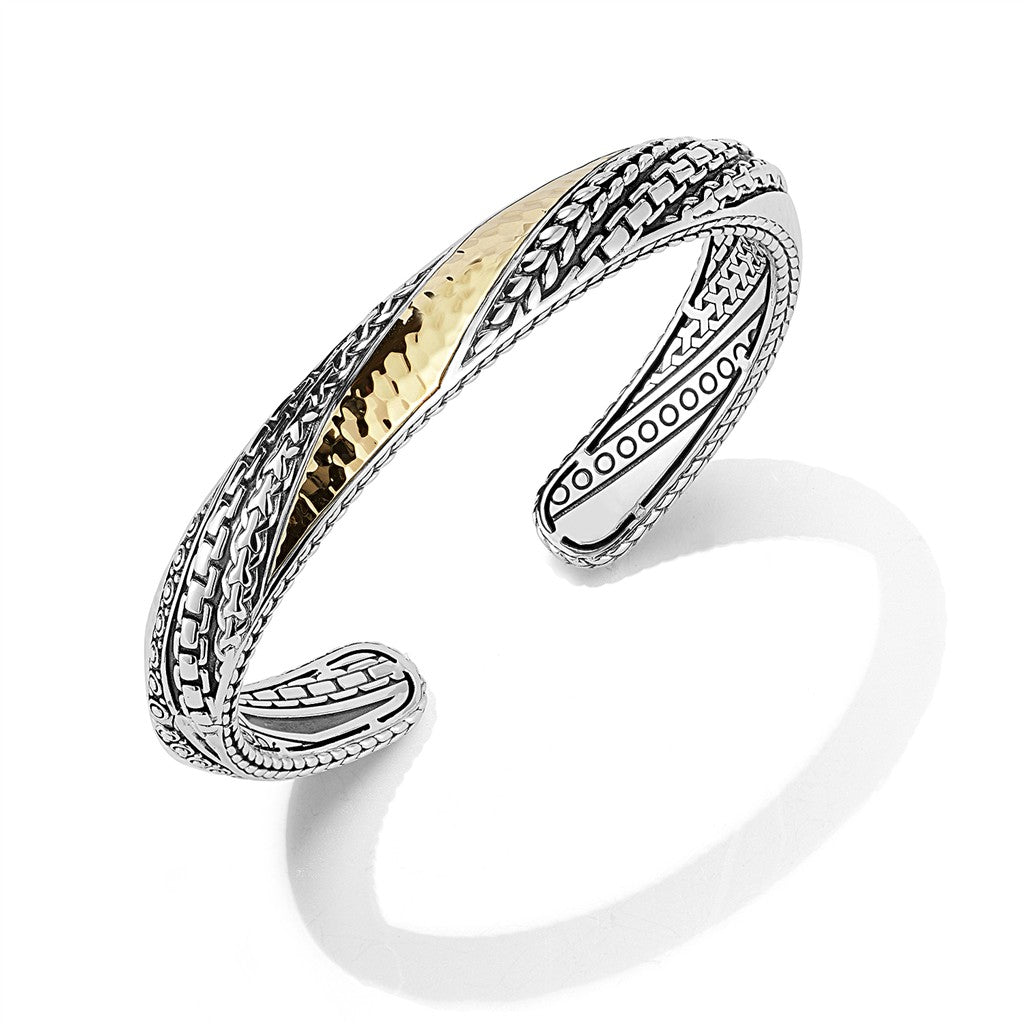 JAI Sterling Silver & 14K Gold Hammered Artisan Hi | Silver Bracelets