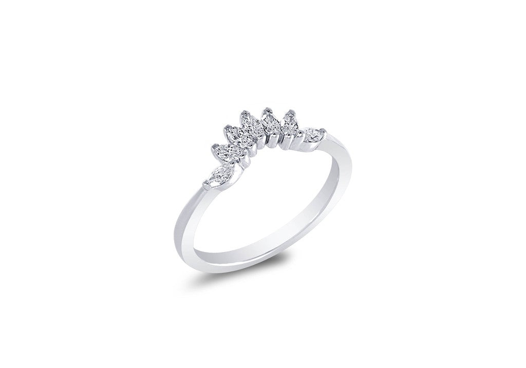 RINGS-7 MQ 0.28Ct-14K W 2.35Gm