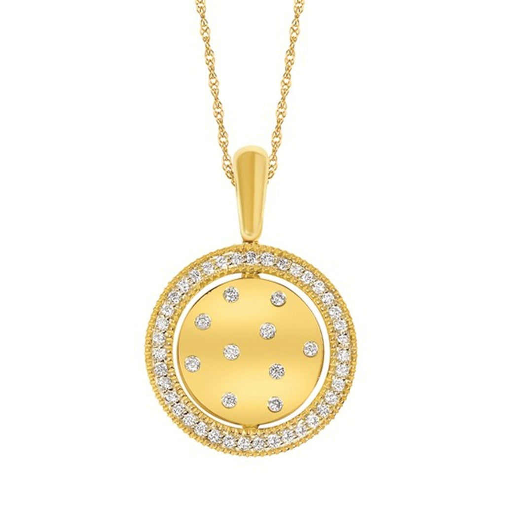 14K Yellow Gold Reversible Diamond Round Pendant – .25CTW