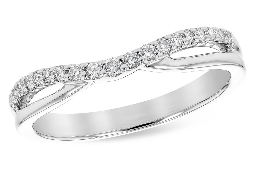 14K White Gold .17CTW Diamond Curved Double Band Ring