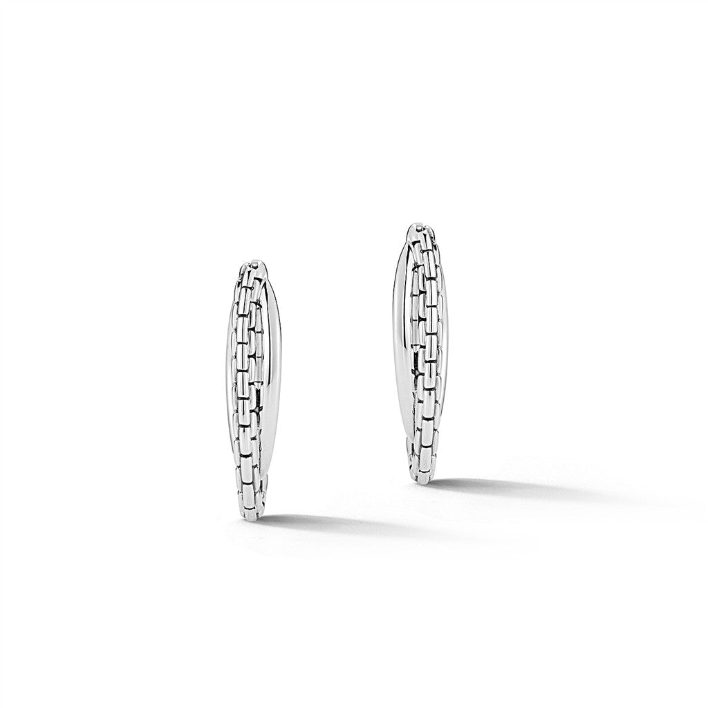 JAI Sterling Silver Integrated 1 Box Chain Pattern | Silver Earrings