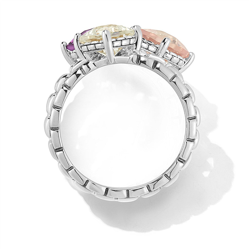 JAI Sterling Silver Modern Artisan Multi Gemstone | Silver Rings