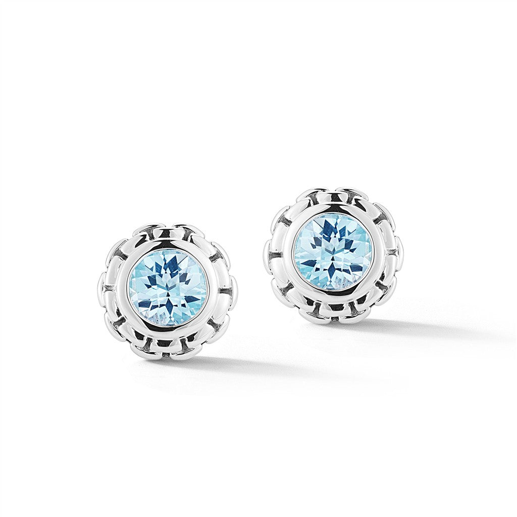 JAI Sterling Silver 6mm Blue Topaz Gemstone Stud E | Silver Earrings