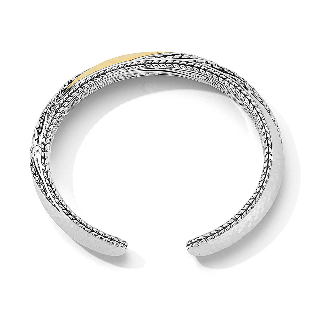 JAI Sterling Silver & 14K Gold Hammered Artisan Hi | Silver Bracelets