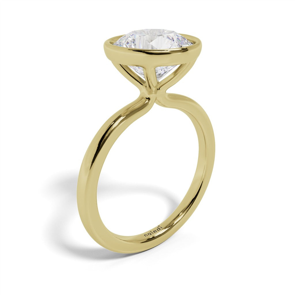 14K Yellow Gold Bezel-Set Diamond Solitaire Engagement Ring