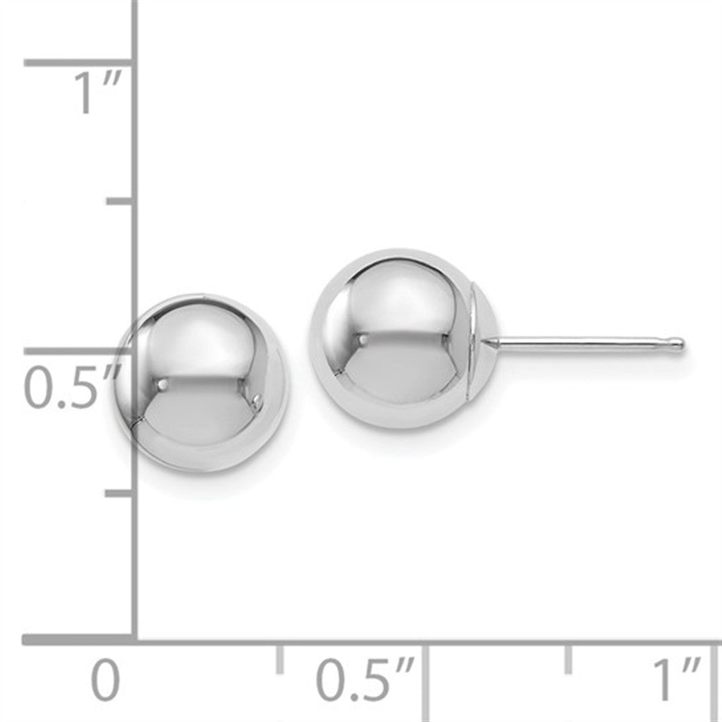 Classic 14K White Gold 8MM Ball Stud Earrings
