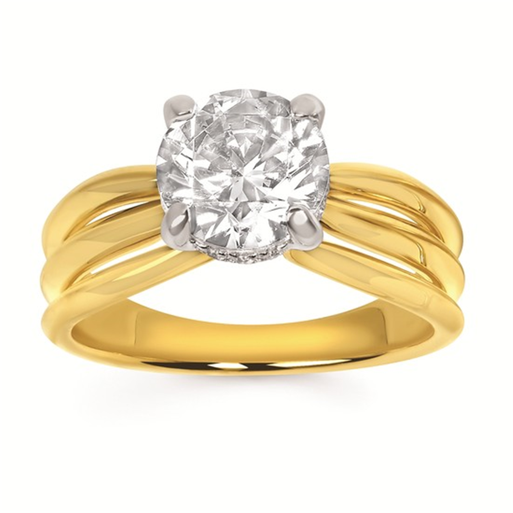 Classic Bridal: 0.07 Ctw. Diamond Semi Mount with 2 Ct. Round Center Diamond in 14K Gold