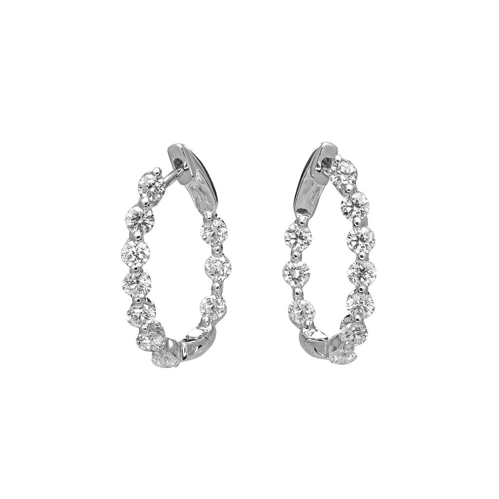 18KWG & Palladium Inside-Outside Diamond Hoop Earrings