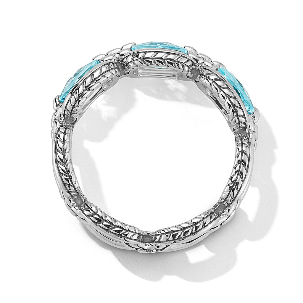JAI Sterling Silver Statement Link & Multi Gemston | Silver Rings