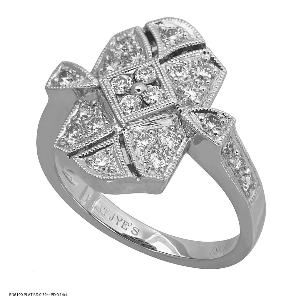 18KWG & Palladium Vintage Diamond Fashion Ring