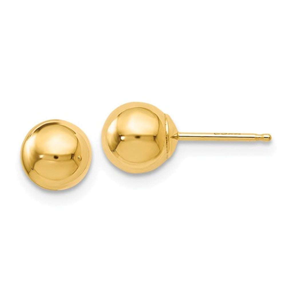 Classic 14K Yellow Gold 6MM Ball Stud Earrings