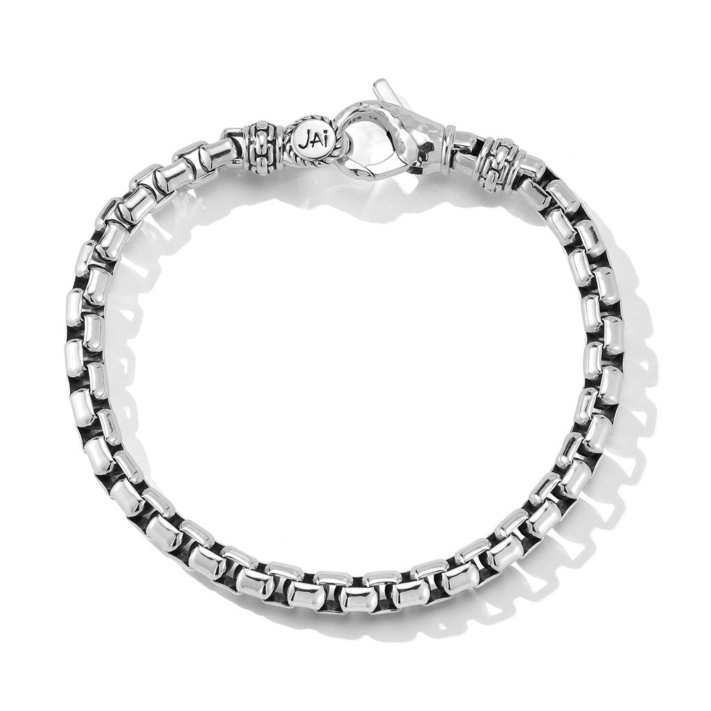 JAI Sterling Silver 5.3mm Box Chain Bracelet, Size | Silver Bracelets