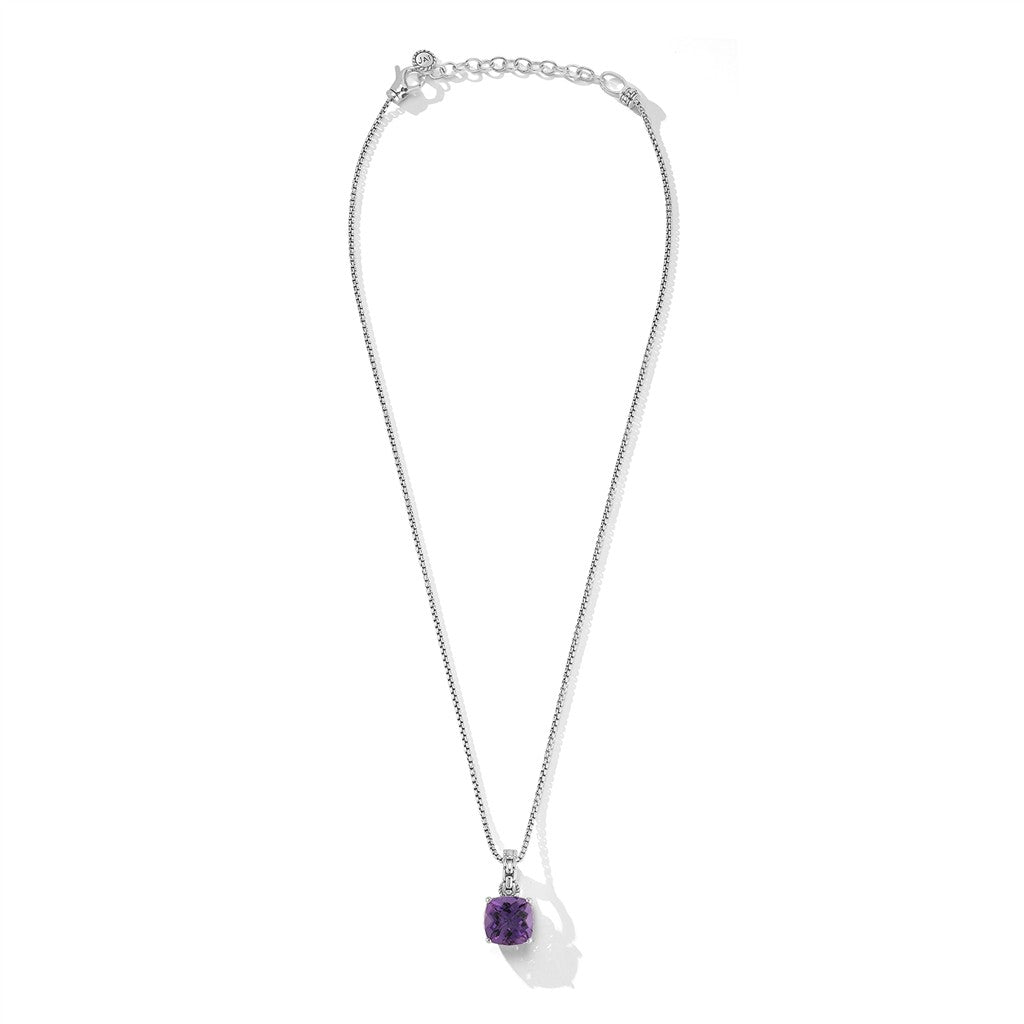 JAI Sterling Silver Gemstone Box Chain Pendant - A | Silver Necklaces