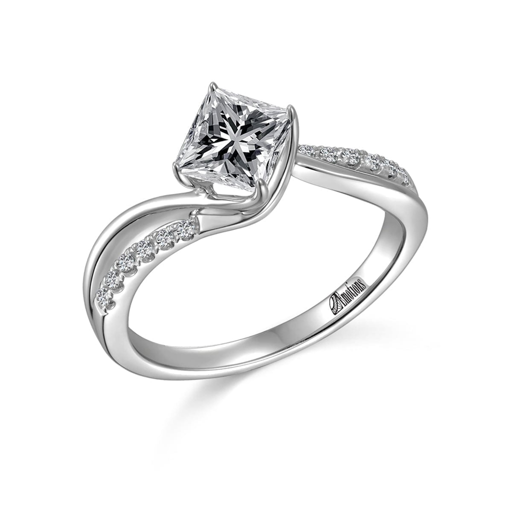 Elegant Ring Semi-Mount with .11Cts Diamonds and Subtle Curve