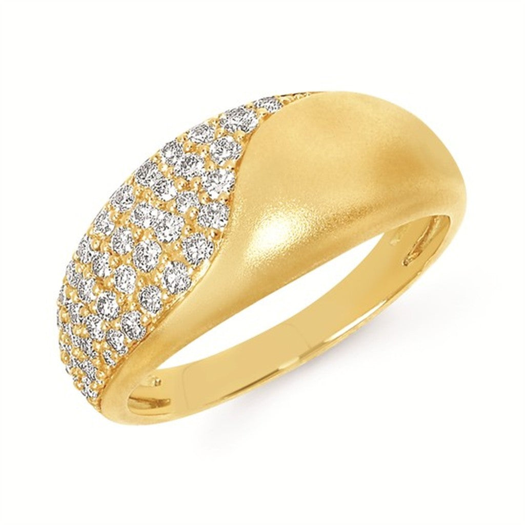 14K Yellow Gold Wide Diamond Fashion Ring – .50CTW Matte Finish
