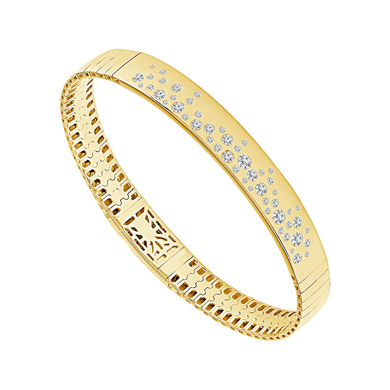 14K Yellow Gold Scattered Diamond Flexie Bangle